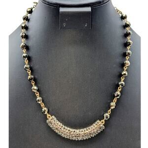 Chico's Metallic Rhinestone Gold Tone Crystal Beaded Necklace